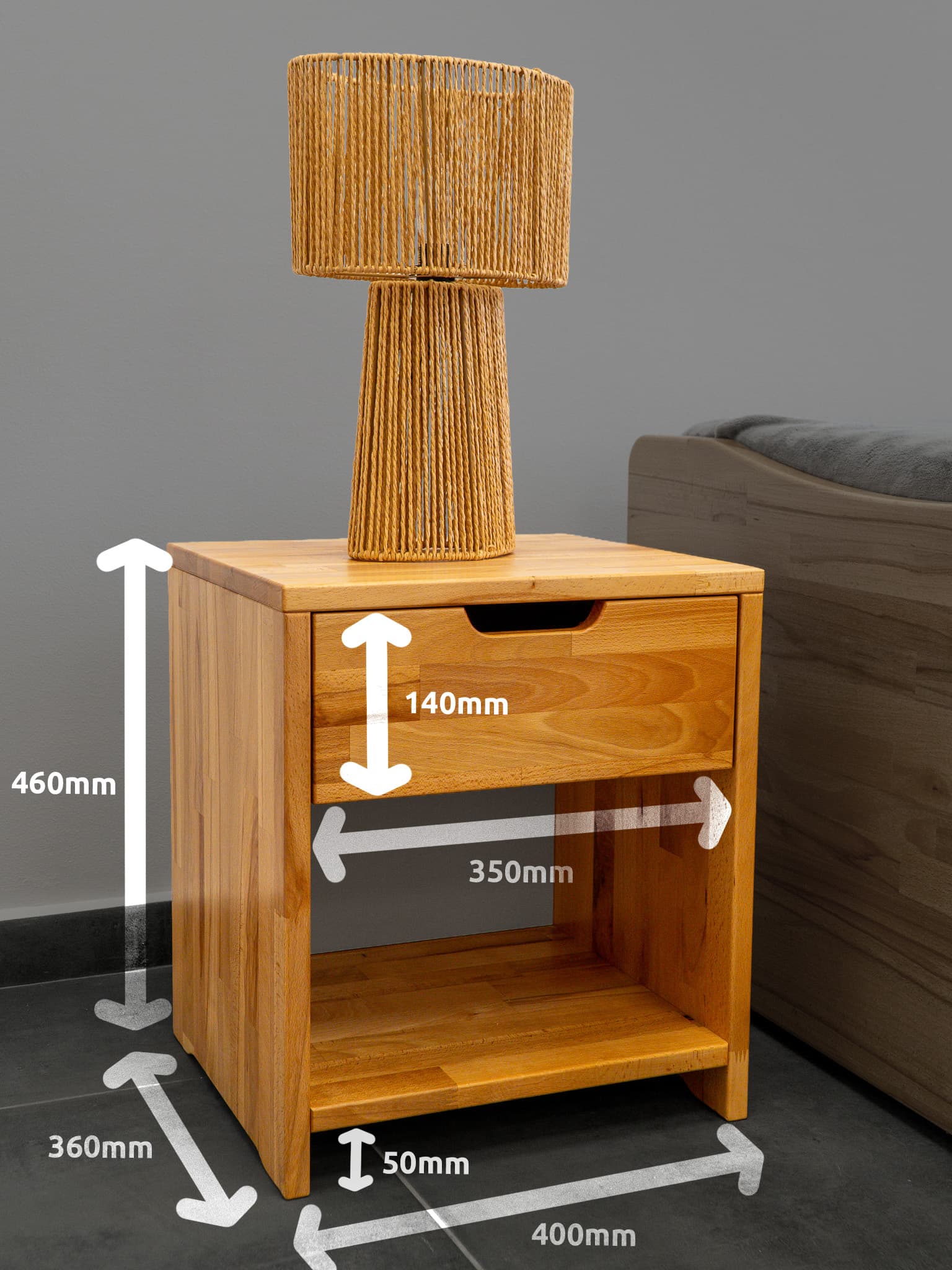 Nočný stolík Luna — rozmery